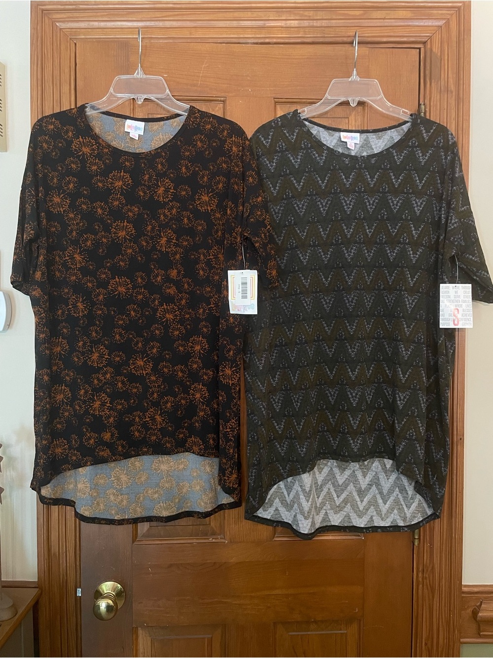 LuLaRoe Irma Women’s Tunic Set, Black/Rust and Army Green/Navy, NWT, Size Small